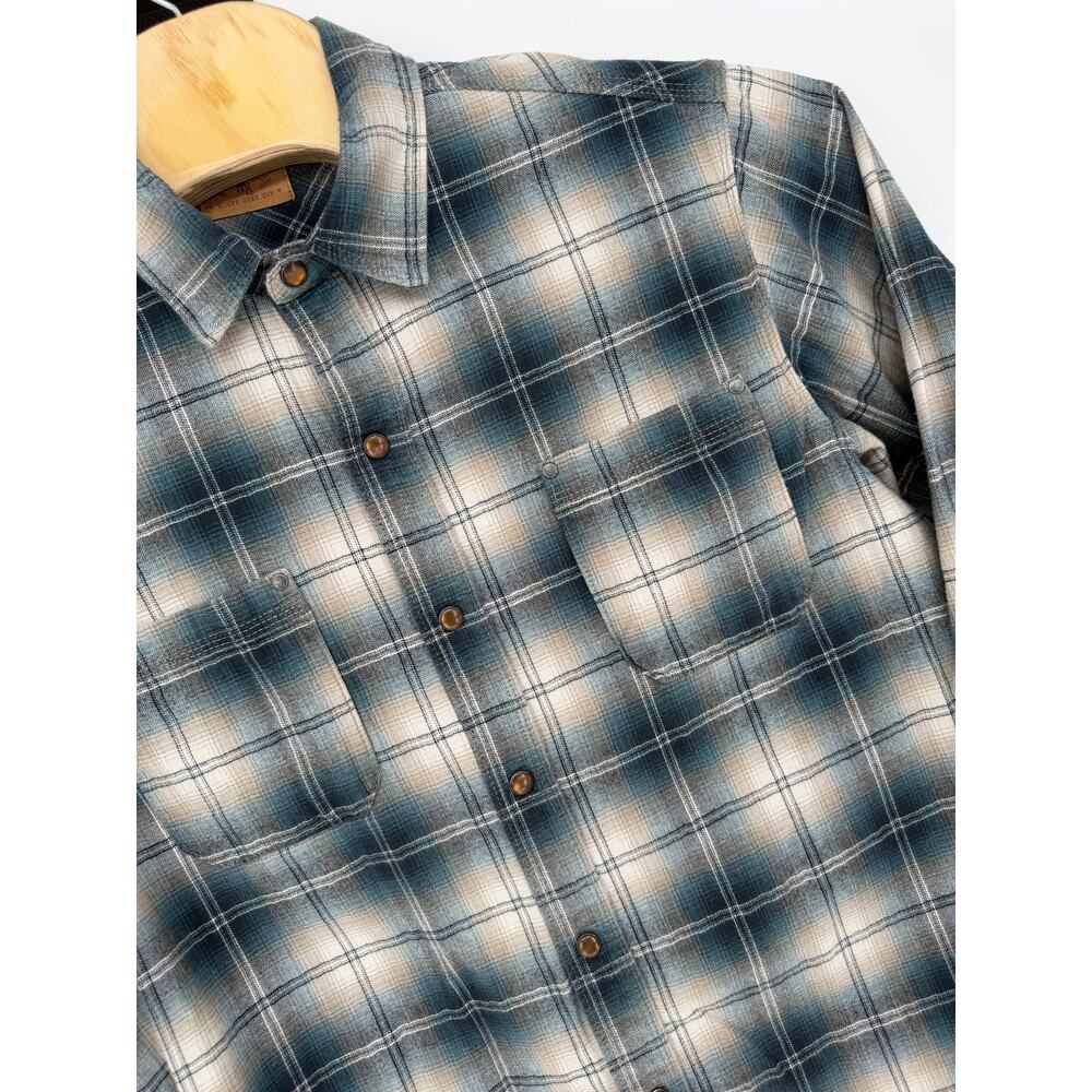 Red Head Ranch Men’s Flannel Pearl Snap Shirt Blue‎ Plaid Large